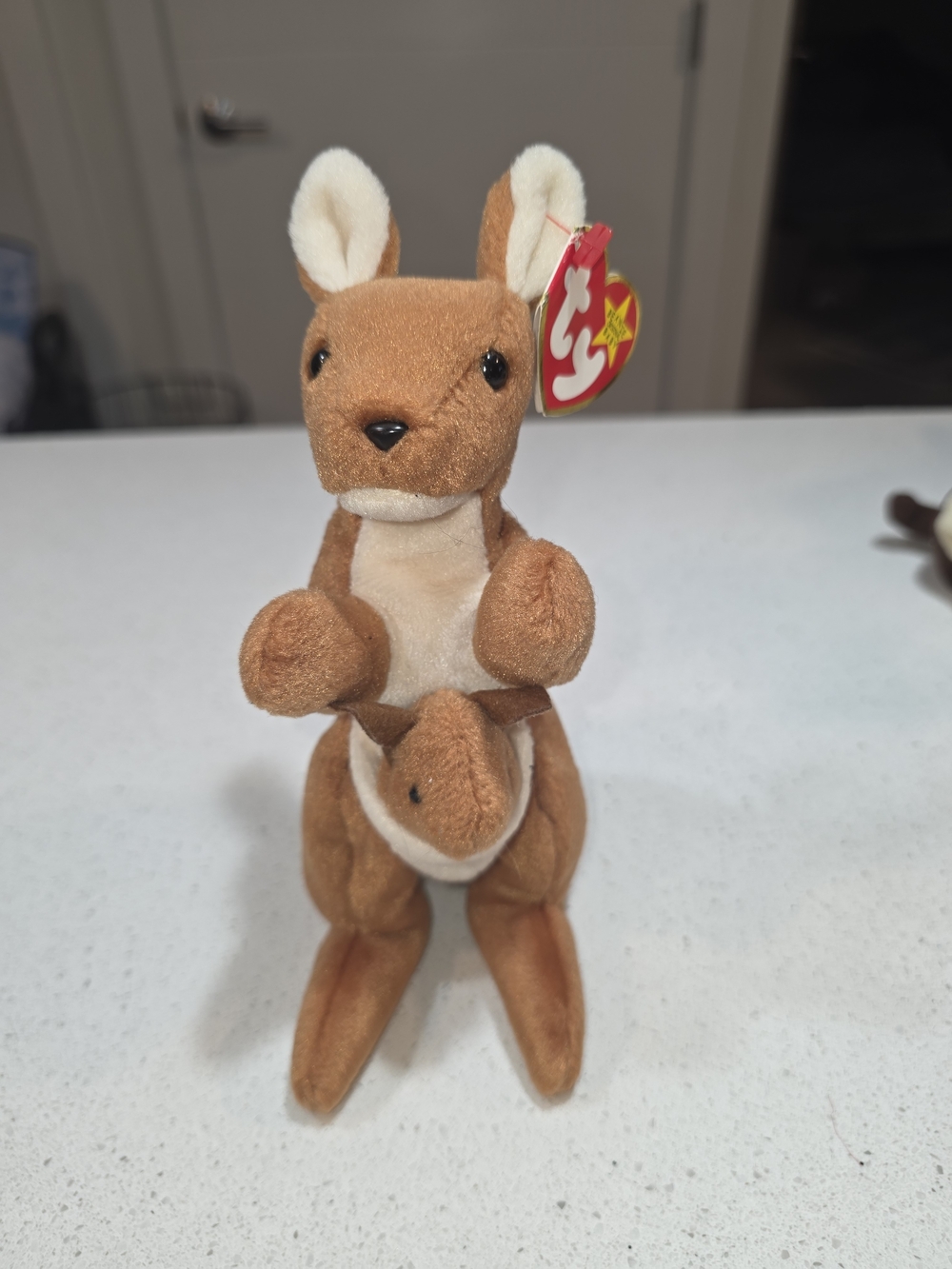 Vintage 1996 In common Ty Beanie Baby Brown Kangaroo Plush with Joey